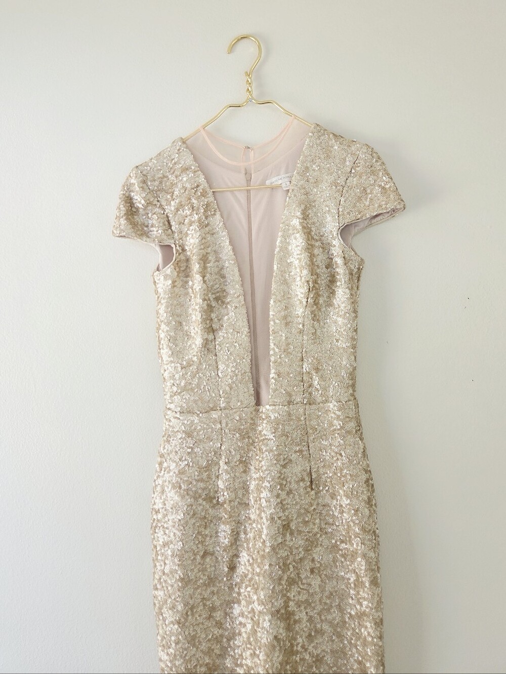 Dress The Population Michelle Sequin Gown In Glittering Gold Champagne Small - Picture 2 of 7